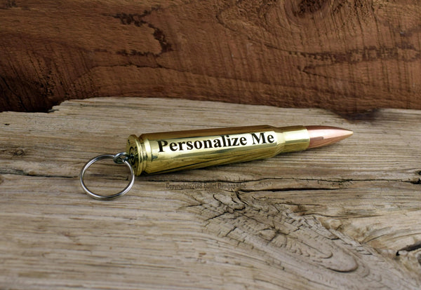 50 Caliber Engraved Bullet & Casing Keychain, 50 BMG, 50 Cal, DARK Engraving, Personalized, Custom