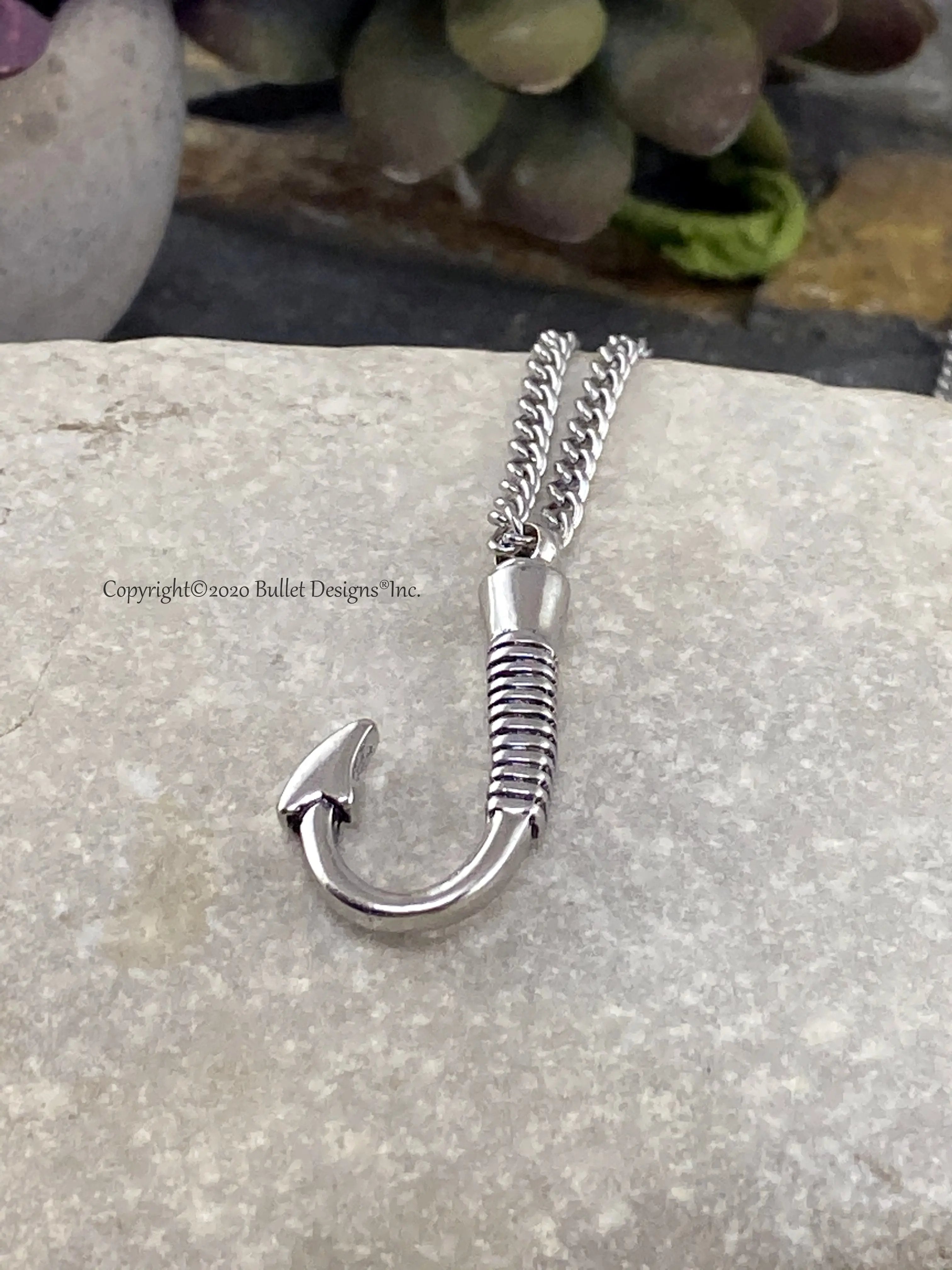 Fish Hook Urn Necklace, Cremation, Stainless, Ash, Memorial 18