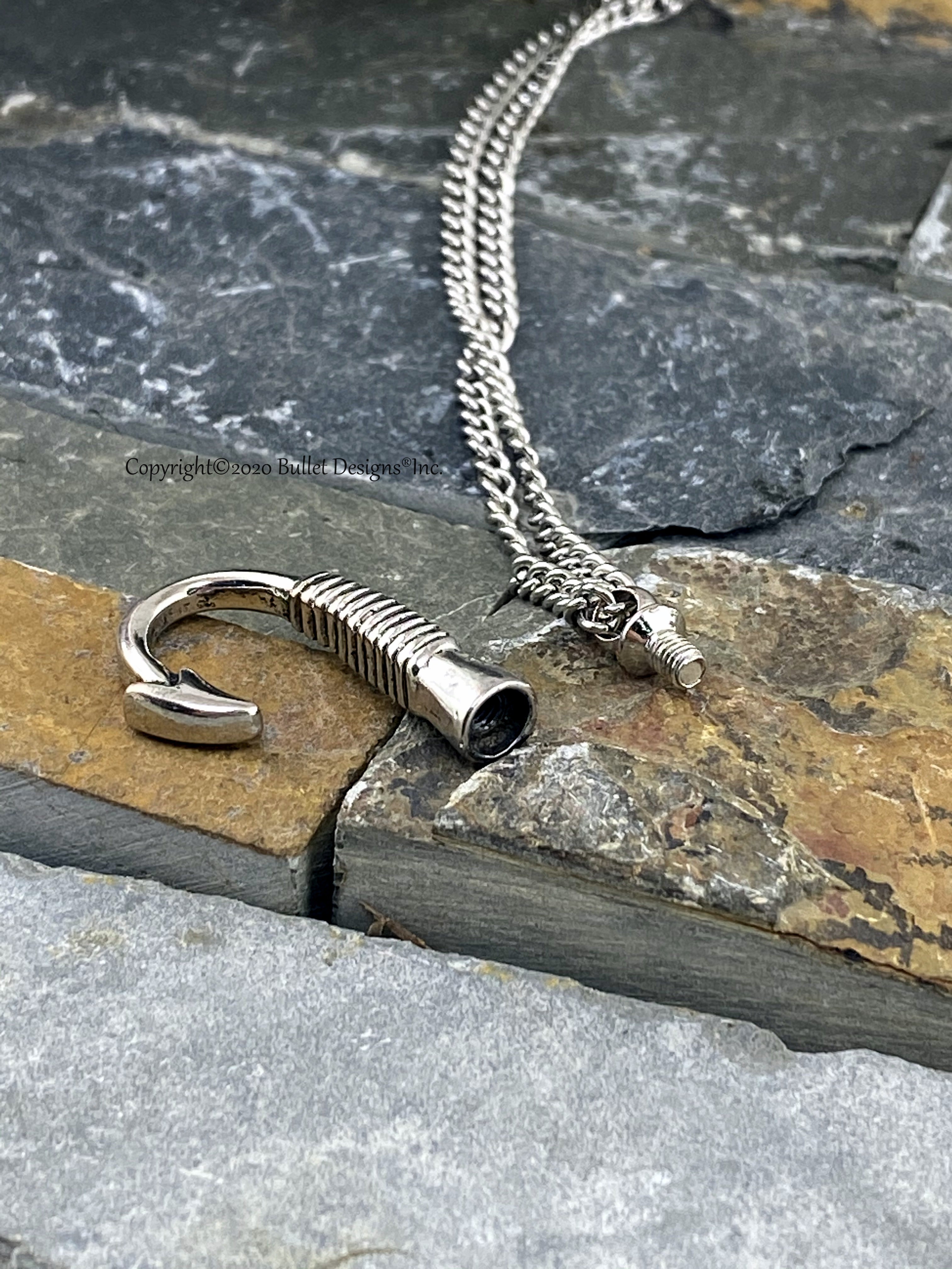 Fish Hook Urn Necklace, Cremation, Stainless, Ash, Memorial