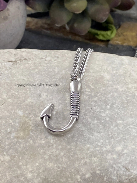Fish Hook Urn Necklace, Cremation Necklace, Stainless Steel, Ash Necklace