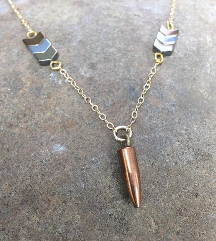 Golden Arrow Bullet Necklace