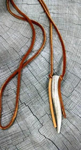 Leather Deer Antler Necklace
