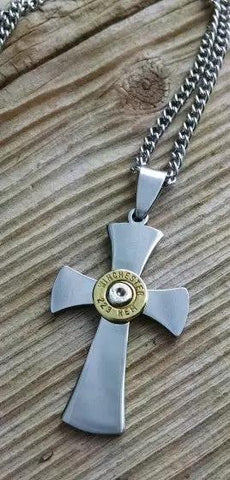 Men's Bullet Stainless Steel Cross Necklace