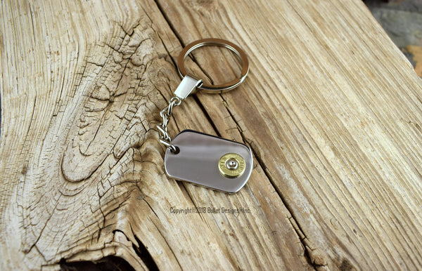Mini Dog Tag Bullet Keychain, Custom Engraved, Personalized, Key Chain, Keychain, DARK Engraving on Back