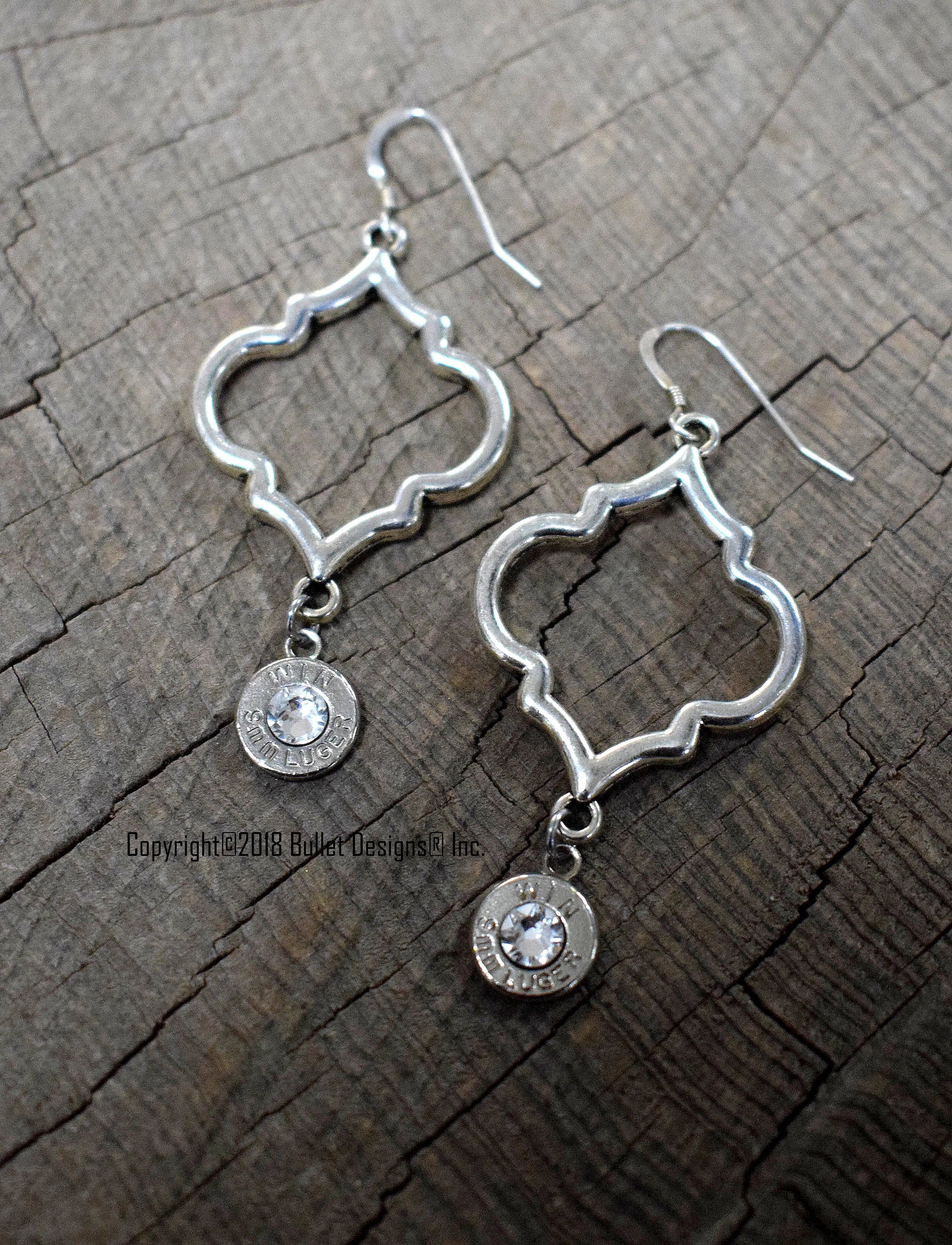 Moroccan Arabesque Bullet Earrings, Boho Bohemian Quatrefoil