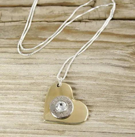 Nickel Bullet Brass Heart Necklace  Bullet Jewelry