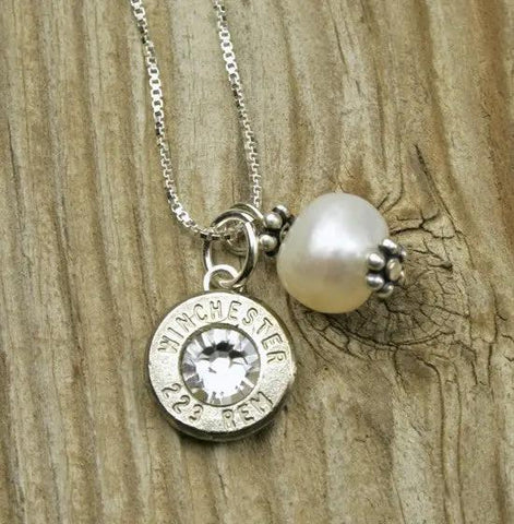 Bullet & Pearl Sterling Silver Necklace