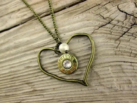 Perfectly Imperfect Bronze Custom Bullet Heart Necklace