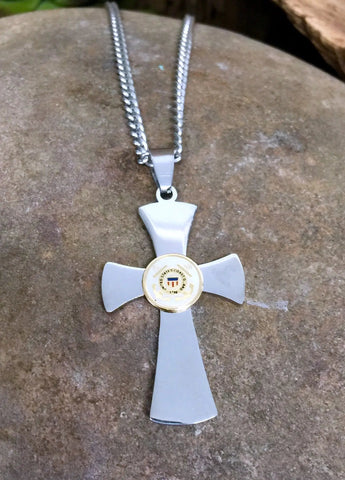 US Coast Guard Stainless Steel Cross Necklace