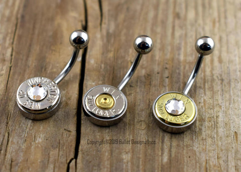 Bullet Belly Ring- 9mm, 40 Cal, 38 Sp. 357 Mag, 357 Sig NON-DANGLE