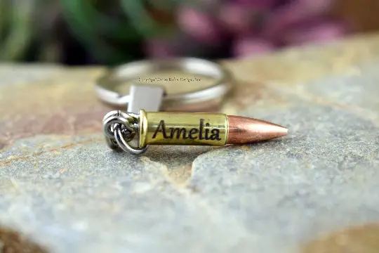 Custom 22 Rifle Real Fired Bullet Keychain Free Engraving Bullet Designs Inc