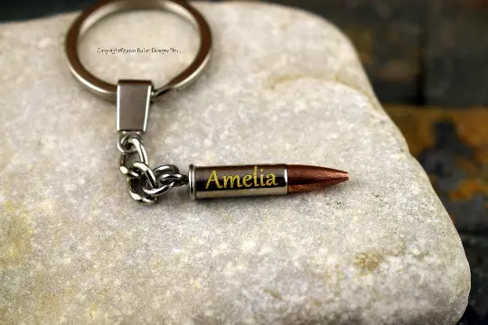 Custom 22 Rifle Real Fired Bullet Keychain, Free Engraving