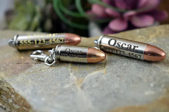 Custom Engraved Bullet Pet Tag, Personalized Dog Tag
