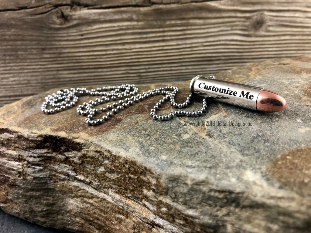 Custom Dark Engraved Bullet Necklace, 357, 38 Special – Bullet Designs ...