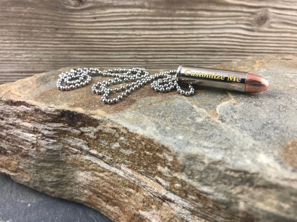 Ingraved Bullets Custom Gold Engraved Bullet Necklace, 357, 38 Special Nickel – Bullet ...