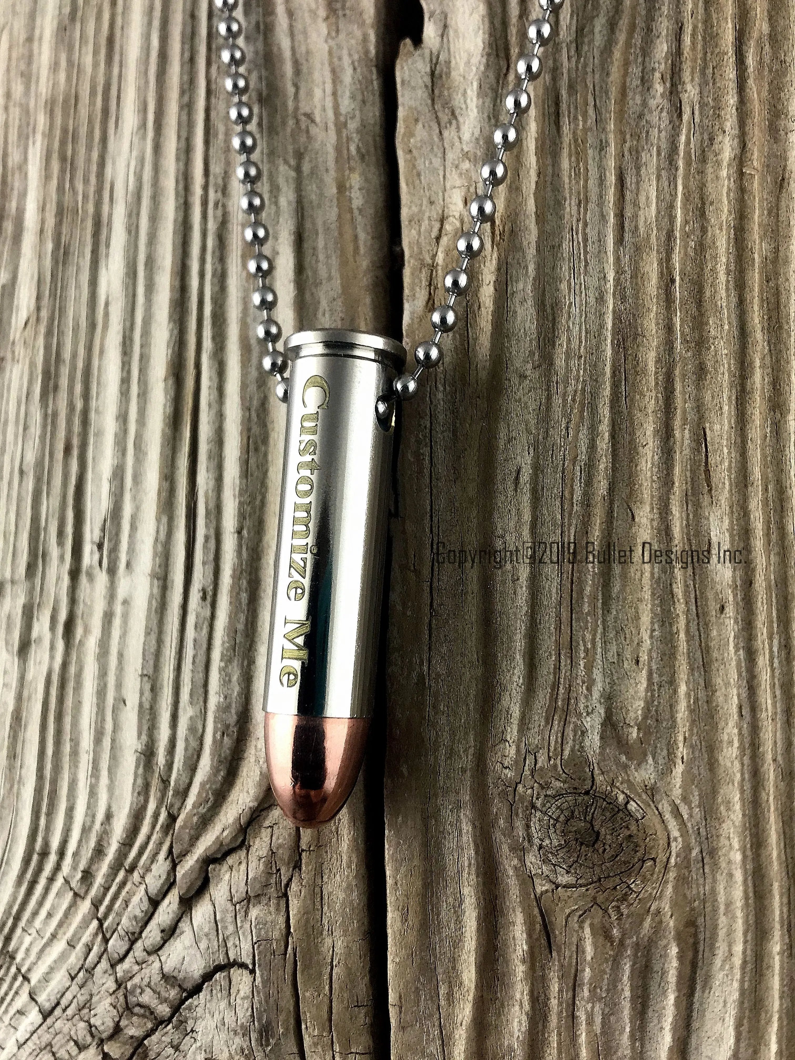 Custom Dark Engraved Bullet Necklace, 357, 38 Special – Bullet Designs® Inc.